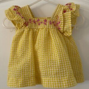 Classic Whimsy Yellow and White Gingham Seersucker Dress, Size 3M